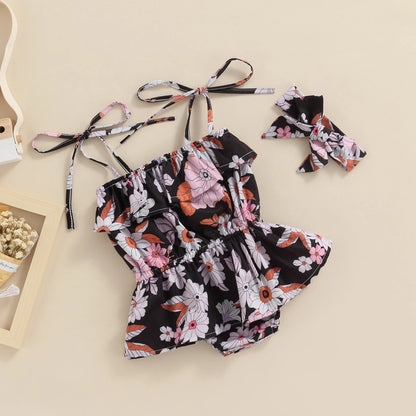 Baby Jumpsuit Floral Strap Baby's Gown