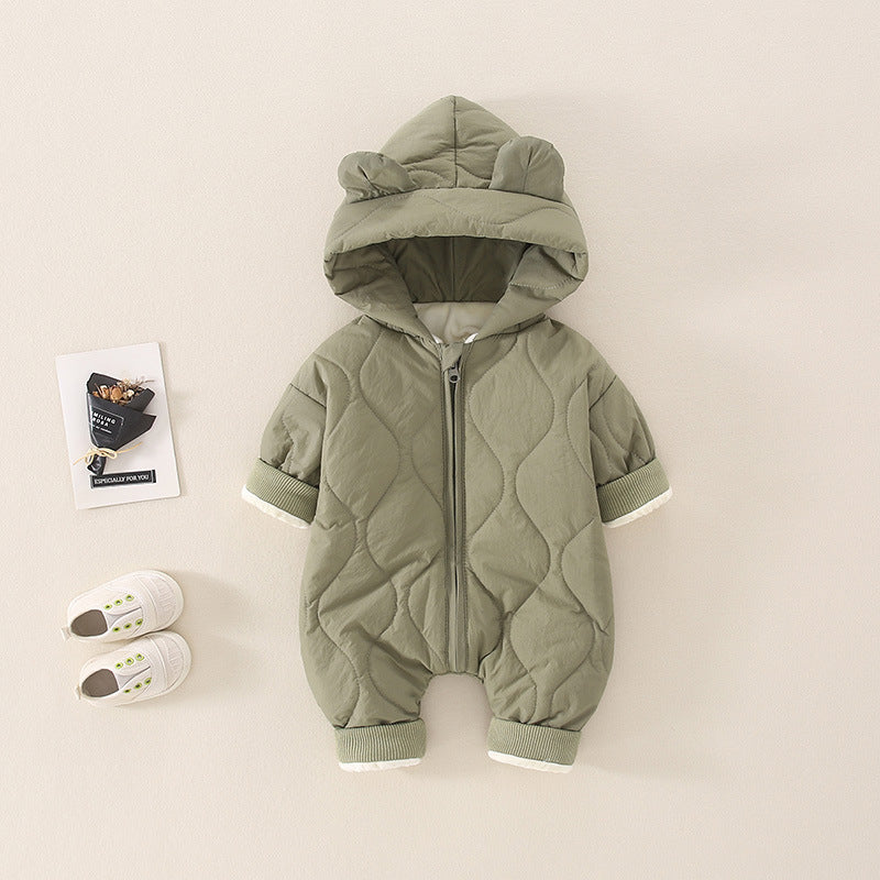 Baby Hooded Rompers Autumn Winter Thermal Clothes