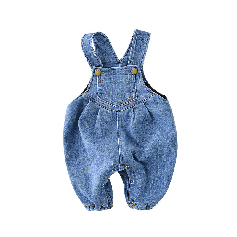 Men's And Women's Baby Soft Stretch And Velvet Thick Denim Overalls