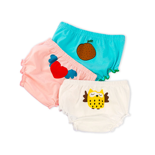 Cartoon Baby Bread Panties Cotton 3-pack