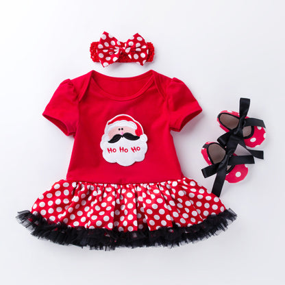 Baby Christmas Girl Short Sleeve Tutu Dress