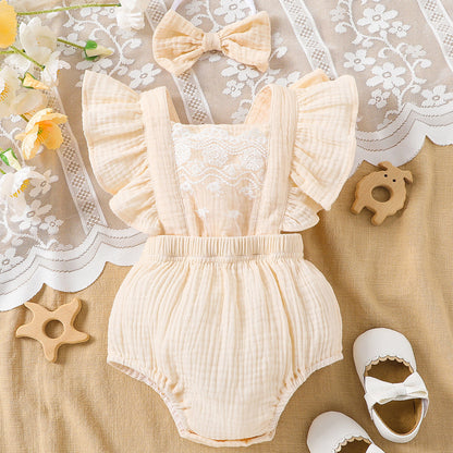 Baby Headband Newborn Girl Cotton Lace Romper