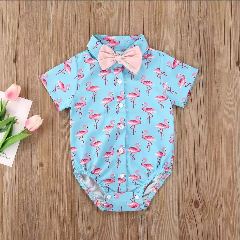 Ins Summer Baby Jumpsuit Handsome Baby Romper Short Sleeve