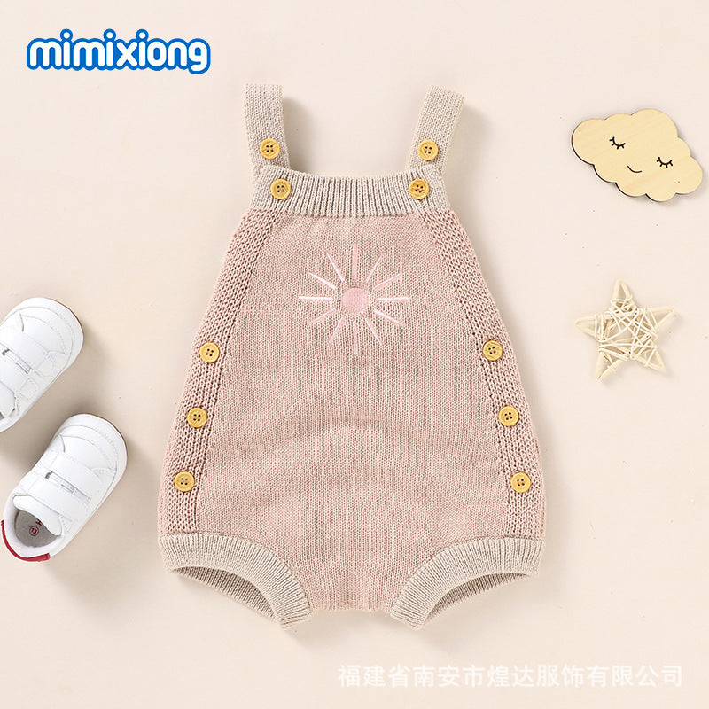 Baby Embroidered Strap Knitted Jumpsuit Autumn Winter