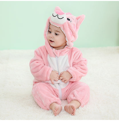 Baby Flannel Animal Pajamas Outwear Jumpsuit