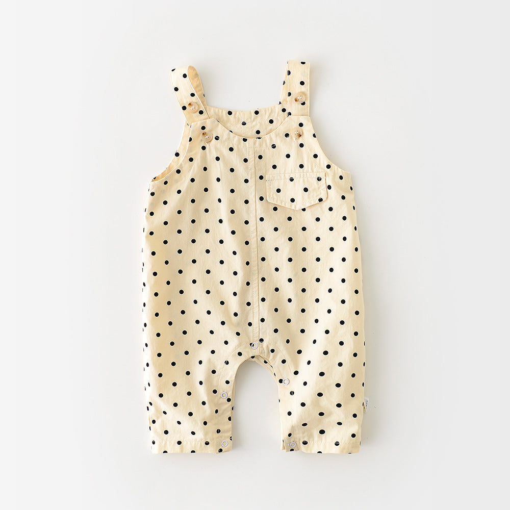 Male And Female Baby Polka Dot Solid Color Shoulder Strap Adjustable Overalls