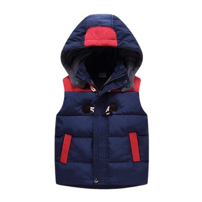 Boys And Girls Baby Plus Velvet Padded Hooded Vest Kindergarten Uniforms