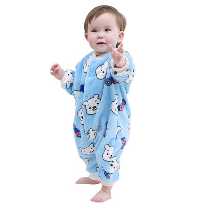 Baby Warm One-piece Clothes Coral Fleece Thickened Pajamas Romper