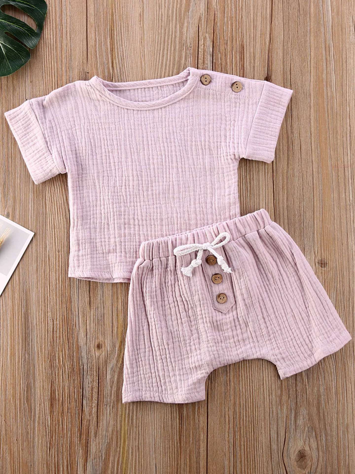 Baby Short Sleeve Shorts Gauze Casual Homewear