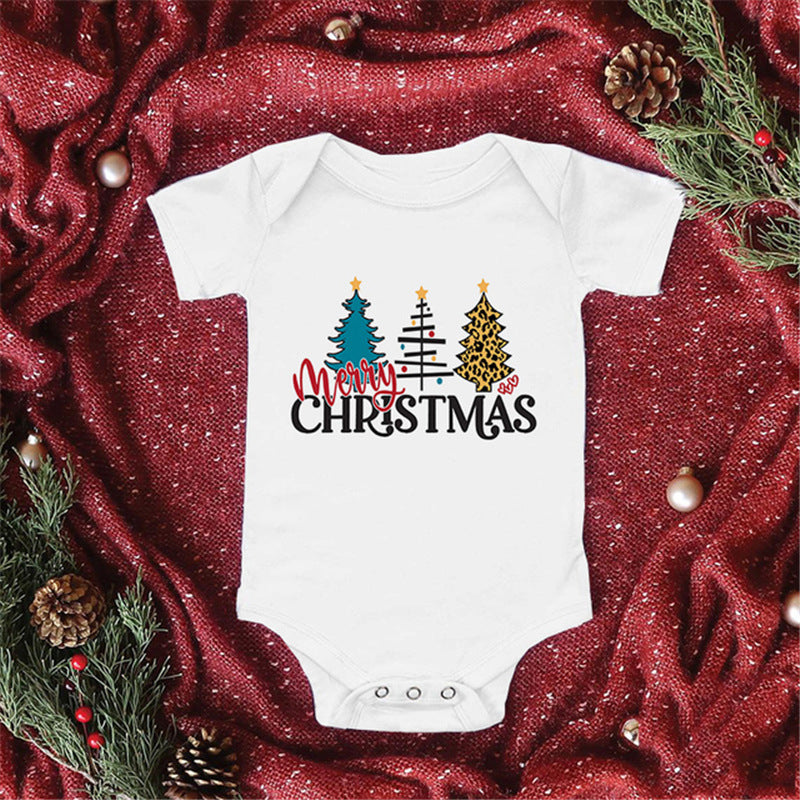 Baby Santa Print Triangle Short Sleeve Romper