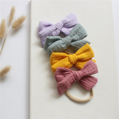4-piece Set Baby Bow Headband Cotton Gauze