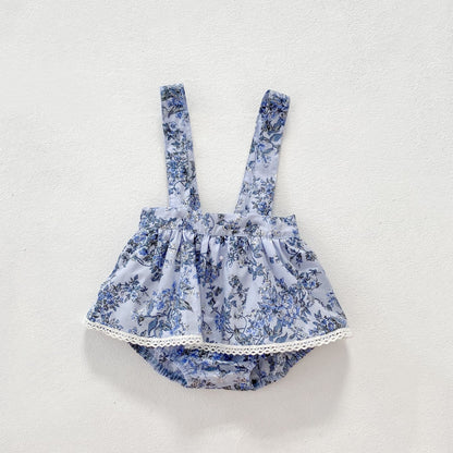 Full Moon Baby Triangle Strap Floral Romper