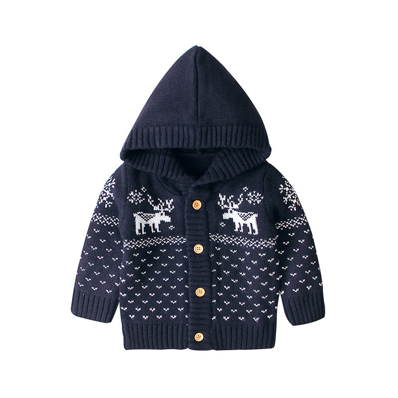 Hooded Knitted Cartoon Baby Coat