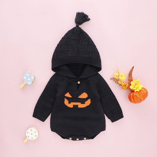 Halloween Baby Hooded Knitted Siamese Triangle Rompers Jumpsuit