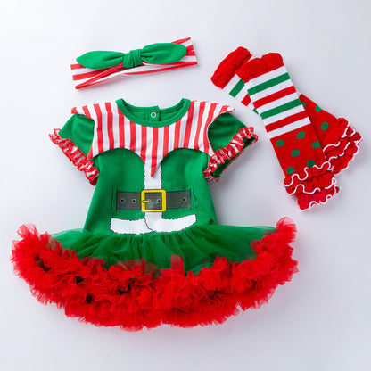 Christmas Striped Romper Baby Suit