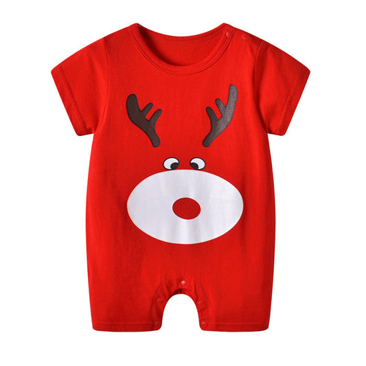 Baby One-Piece Clothes Baby Print Short-Sleeved Romper Bag  Suit