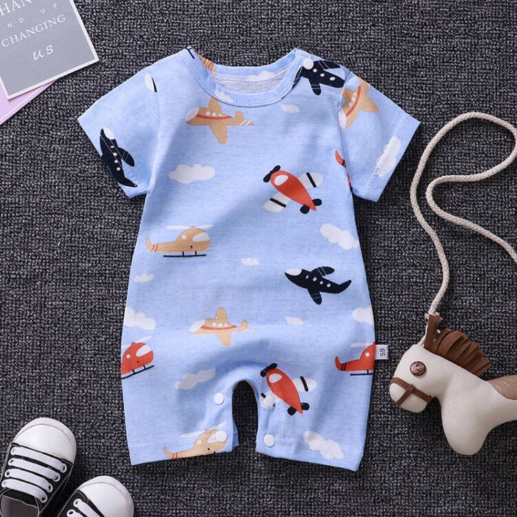 Baby One-Piece Clothes Baby Print Short-Sleeved Romper Bag  Suit