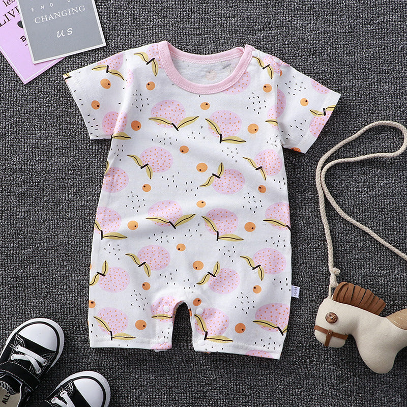 Baby One-Piece Clothes Baby Print Short-Sleeved Romper Bag  Suit