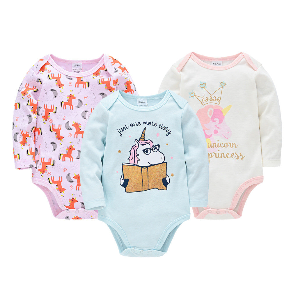 Three-Piece Romper Cartoon Baby One-Piece Cotton Triangle Bag  Clothes