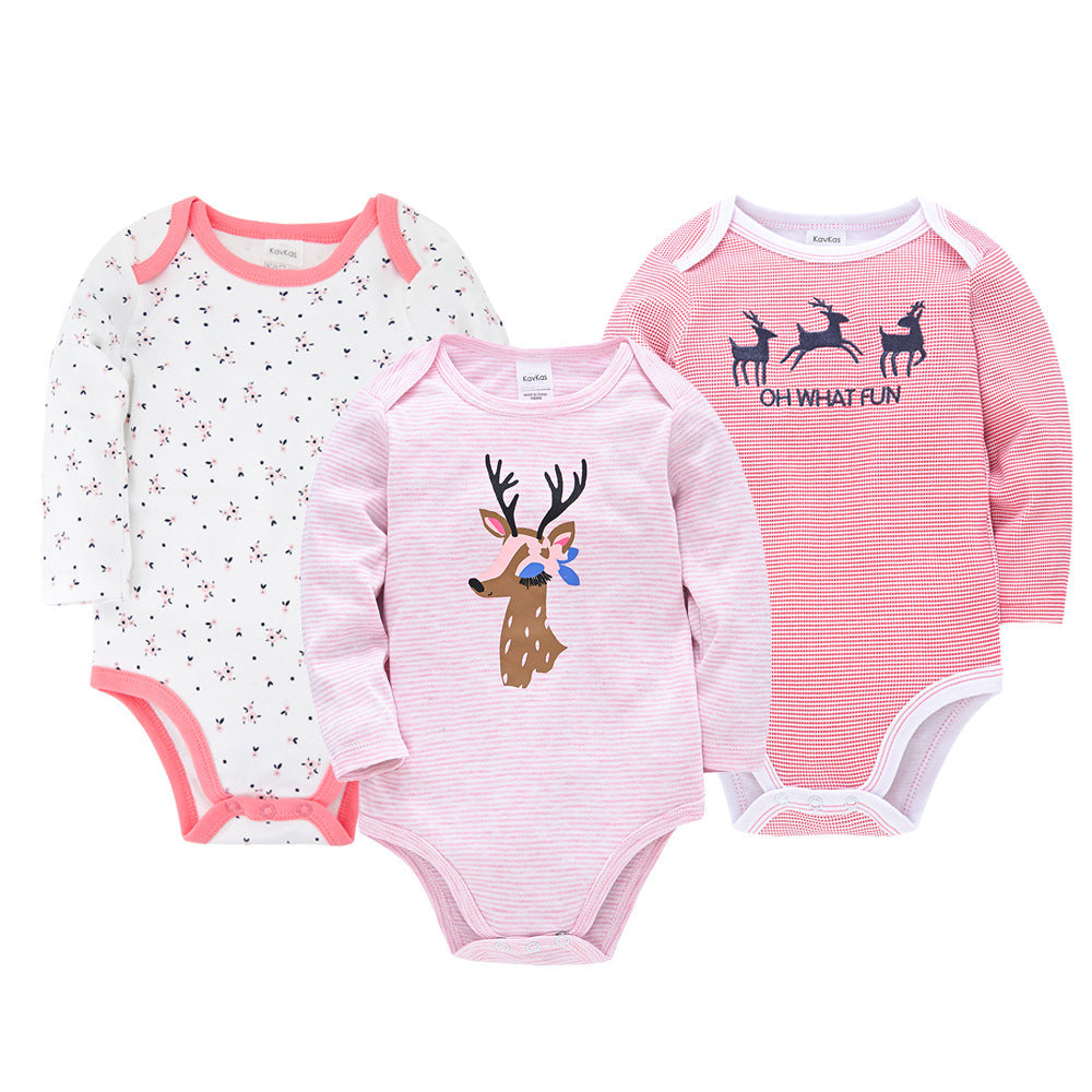 Three-Piece Romper Cartoon Baby One-Piece Cotton Triangle Bag  Clothes