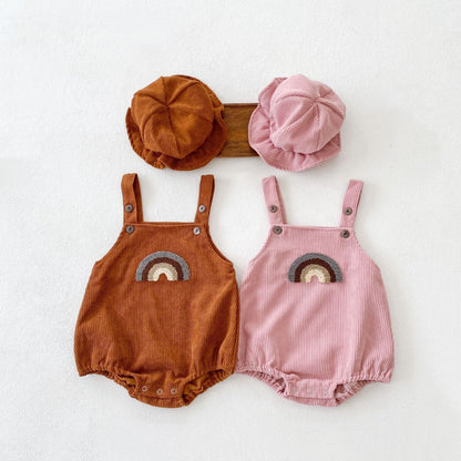 Male And Female Baby Corduroy Rainbow Sling Romper Bag  Clothes